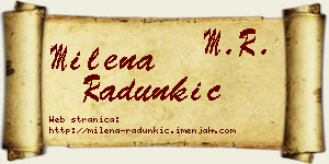 Milena Radunkić vizit kartica